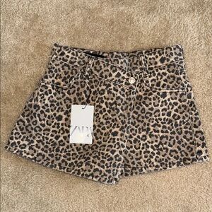 Zara Brown and Black Jean Shorts High-Waisted